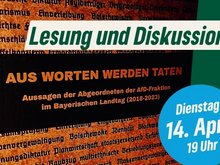 Buchcover "Aus Worten werden Taten" mit Hinweis auf Lesung